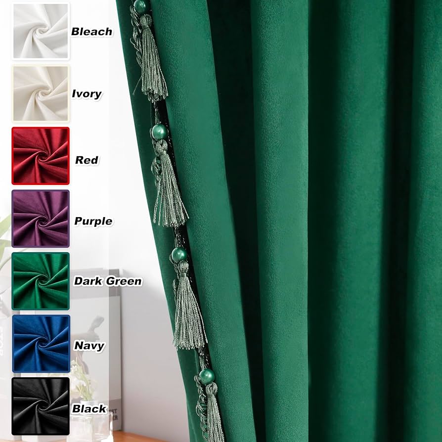 Amazon.com: Fazhesici Dark Green Blackout Velvet Curtains 84
